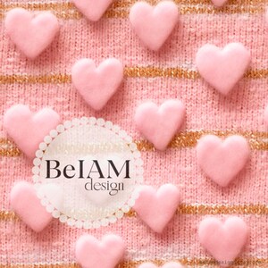 Pastell-Rosa gestrickte Herzen Digital Papier Nahtlose Muster-Wiederholungsdatei für Stoff Sublimation Pastell Valentine Craft Tumbler Design Tapete