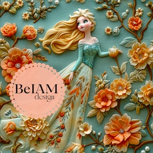Padrão de repetição sem costura de rainha da neve floral 3D para download de sublimação de tecido, papel de parede de design de superfície de scrapbook de papel digital