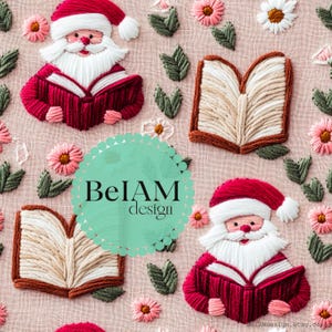 3D-Lese-Santa-nahtlose Muster-Wiederholungs-Datei für Stoff-Sublimations-Weihnachts-Bookish-Druck-Digital-Papier-Handwerks-Tumbler-Design-Tapete