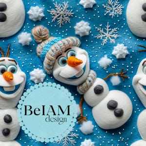 3D-vriendelijke sneeuwpop naadloos patroon herhalend bestand voor stof sublimatie sneeuwpop digitale papier ambachtelijke beker ontwerp behang
