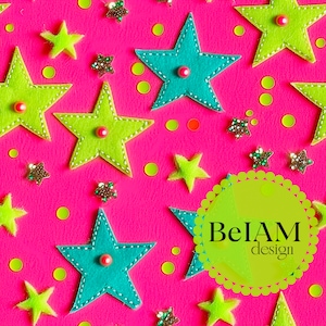Patrón sin costuras de estrellas de neón 3D para natación segura, archivo repetitivo, descarga de sublimación de tela, papel digital, álbum de recortes, diario, diseño de superficie, papel tapiz