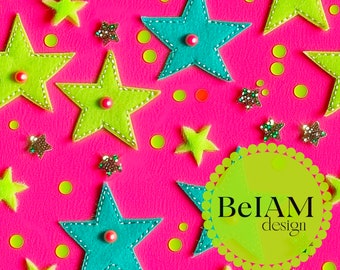 3D Neon Stars Seamless Pattern: 3D Fabric Sublimation (Digital Download)