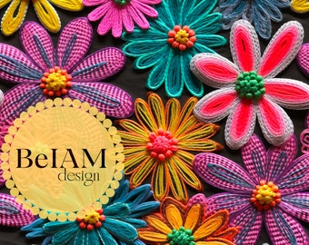 3D Retro Neon Daisy Seamless Pattern: 70s Groovy Floral (Digital File)