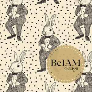 Mister Bunny Gentleman naadloze patroon herhalend bestand voor stof sublimatie digitaal papier ambachtelijke beker ontwerp behang