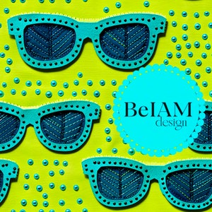Gafas de sol de neón retro 3D Patrón sin costuras Archivo repetido para sublimación de tela Descargar papel digital Scrapbook Diseño de superficie Fondo de pantalla