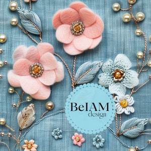 3D-Stickerei-Blumen-Denim-nahtlose Muster-Wiederholungsdatei für Stoff Sublimation Download Digitales Papier Scrapbook Journal Surface Design