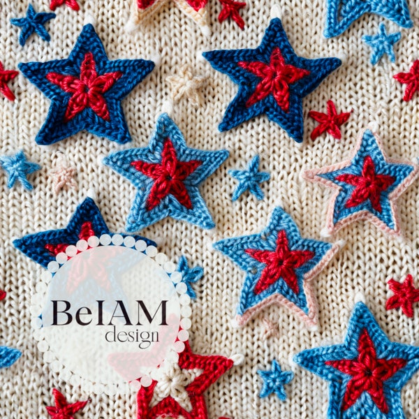 3D 4th of July Knitted Stars Seamless Pattern Repeating File for Fabric Sublimation Download Digital Paper Scrapbook Journal Surface Design