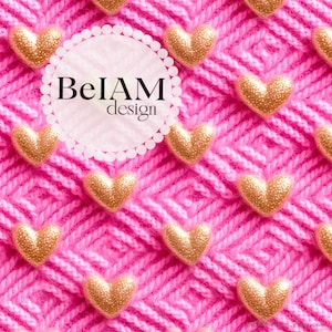 3D Pink Gold Valentines Faux Knit Nahtlose Muster-Wiederholungsdatei für Stoff Sublimation 3D Herzen Digitale Papier Handwerk Tumbler Design Tapete