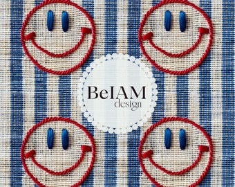 4th of July Smiley Face Seamless Pattern: Fabric Sublimation (Digital Download)