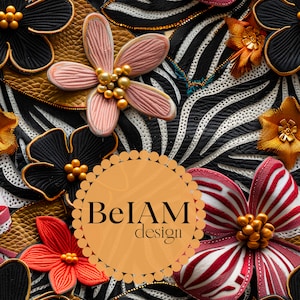 3D-zebraprint naadloos bloemenpatroon herhalend bestand stof sublimatie leertextuur digitaal papier plakboek Surface design behang