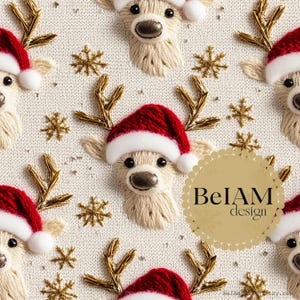 3D Neutral niedlichen Santa Rentier Nahtlose Muster-Wiederholungsdatei für Stoff Sublimation Neutral Weihnachten Digitale Papier Handwerk Tumbler Design Tapete