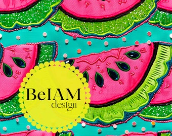 Glitter Neon Watermelon Seamless Pattern: Fabric Sublimation (Digital Download)
