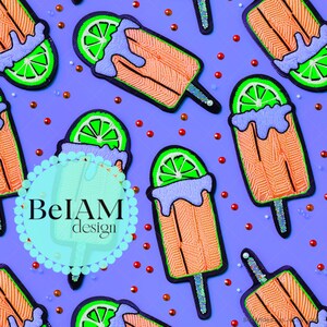 Archivo de repetición de patrón sin costuras de paletas de hielo de neón para sublimación de tela Papel digital divertido de verano Impresión de tela personalizada Fondo de neón
