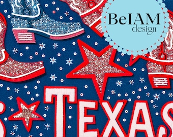 4th of July Texas Seamless Pattern: Fabric Sublimation (Digital Download)