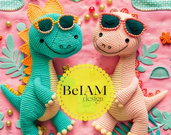 3D Funky Summer Dinos Seamless Pattern: Fabric Sublimation, Scrapbook Paper (Digital Download)