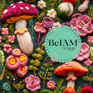 3D gestrickte Blumenpilze-nahtlose Muster-Wiederholungsdatei für Stoff-Sublimation Faux Knit Digital Paper Scrapbook Tumbler Design Wallpaper
