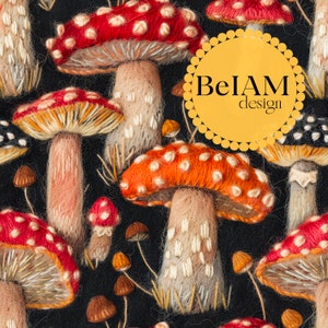 3D Herbst Wollpilze Nahtlose Muster-Wiederholungsdatei für Stoff Sublimation Download Digital Papier Scrapbook Surface Design Tapete