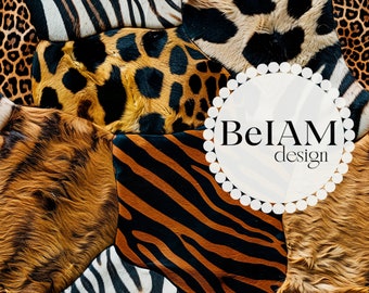 Safari Faux Fur Patchwork Seamless Pattern: Fabric Sublimation, Scrapbook Paper (Digital File)