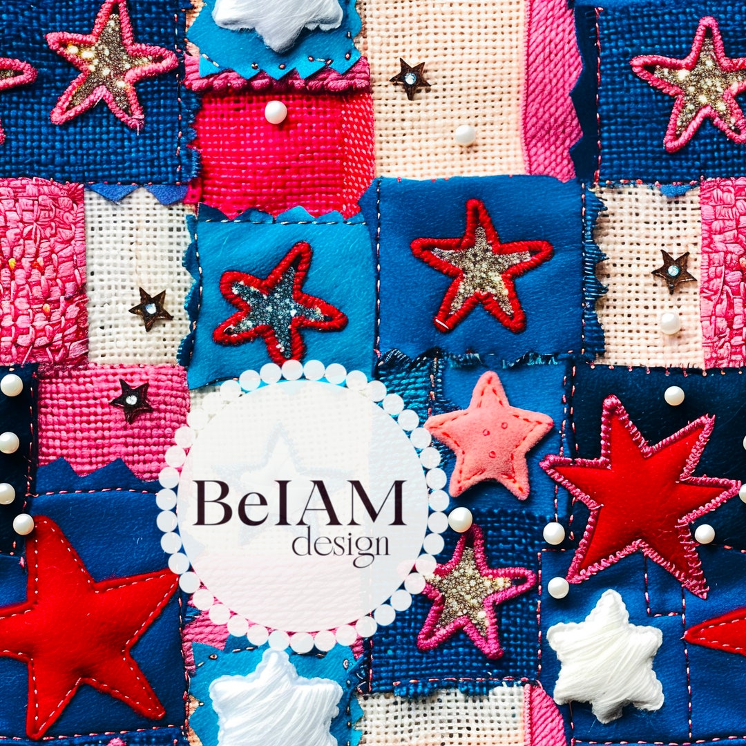 4th of July Patchwork Seamless Pattern: Patriotic Fabric Sublimation ...