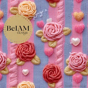 3D Pastel Valentine Roses Seamless Pattern: Fabric Sublimation, Tumbler Design (Digital Download)