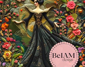 3D Evil Queen Forest Pattern: Fabric Sublimation, Scrapbook Paper (Digital Download)