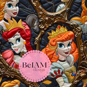 3D Retro Princesa Colagem Padrão Sem Costura Arquivo de Repetição para Sublimação de Tecido Baixar Papel Digital Scrapbook Design de Superfície Papel de Parede