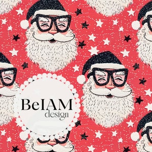 Retro Santa and Stars Seamless Pattern Repeating File for Fabric ...