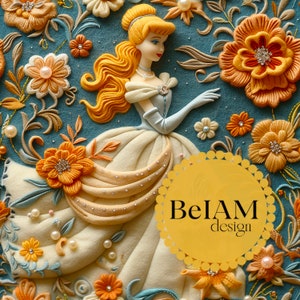 3D Floral Shoeless Princesa Padrão Sem Costura Arquivo de Repetição para Sublimação de Tecido Baixar Papel Digital Scrapbook Design de Superfície Papel de Parede