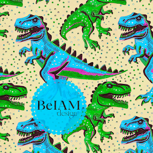 Neon Boy Trex Nahtlose Muster-Wiederholungsdatei für Stoff Sublimation Neon Trex Digitales Papier Benutzerdefinierte Stoff Druck Junge Sommer Hintergrund