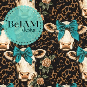 Coquette Western Cow Bows Seamless Pattern Repeat File for Fabric Sublimation Western Bows Digital Paper Custom Fabric Print Cow Background
