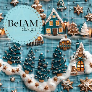 3D-Weihnachtsnacht-nahtlose Muster-Wiederholungs-Datei für Stoff Sublimation Lebkuchen-Haus-Digital-Papier-Handwerks-Tumbler-Design-Tapete