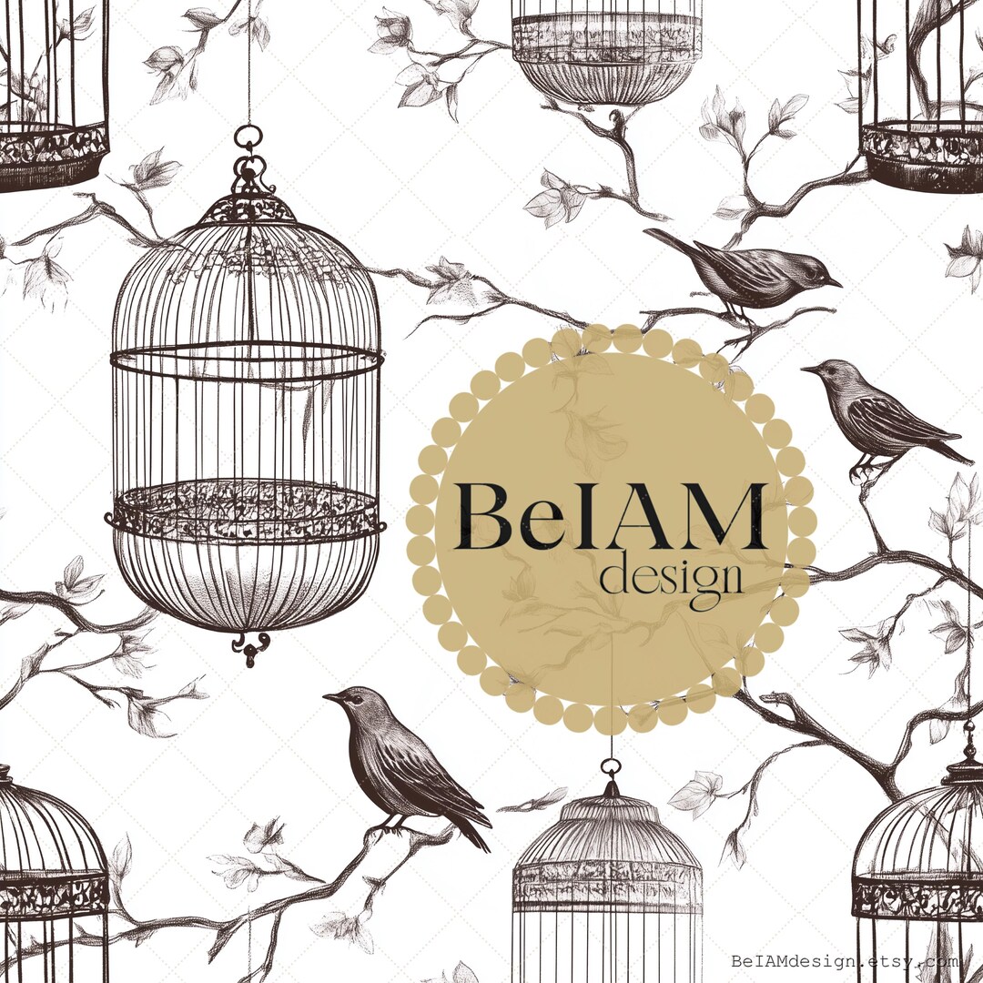 Minimalistic Birdcage Seamless Pattern Repeating File for Fabric ...