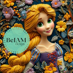 3D Magische Haar Prinzessin Nahtlose Muster-Wiederholungsdatei für Stoff Sublimation Download Digital Paper Scrapbook Surface Design Wallpaper