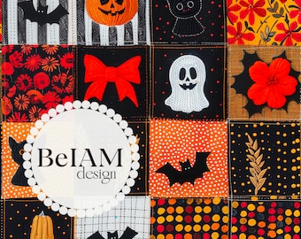 Halloween Patchwork Seamless Pattern: Spooky Fabric Sublimation (Digital Download)