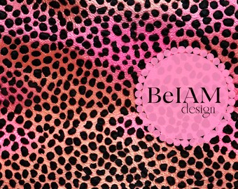 Pink Leopard Print Seamless Pattern: Gold Shimmer Fabric (Digital Download)