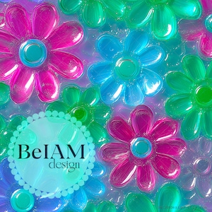 Archivo de repetición de patrón sin costuras de margaritas de verano brillantes en 3D para sublimación de tela, papel digital floral de verano, fondo de impresión de tela personalizado