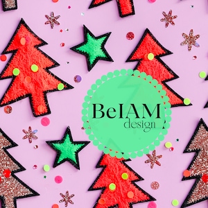 Fichier de répétition de motif de Noël funky néon 3D pour sublimation de tissu sapin de Noël néon papier numérique artisanat gobelet design papier peint