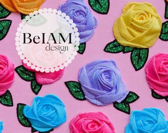 3D Colorful Roses Seamless Pattern: Glitter Fabric, Tumbler, Wallpaper (JPEG File)