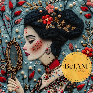 3D Floral Evil Queen Bösewicht Nahtloses Muster Wiederholende Datei für Stoffsublimation Laden Sie digitales Paper Journal Surface Design Wallpaper herunter