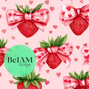 Kokette Erdbeere Valentine Nahtlose Datei Wiederholungsdruck für Stoff Sublimation Digitales Papier Handwerk Design Wallpaper Hintergrund