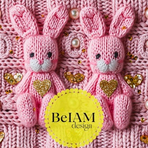 Fichier répétitif sans couture tricoté lapin rose pour tissu, sublimation, papier numérique, faux tricot, papier numérique texturé, modèle 3D sans couture