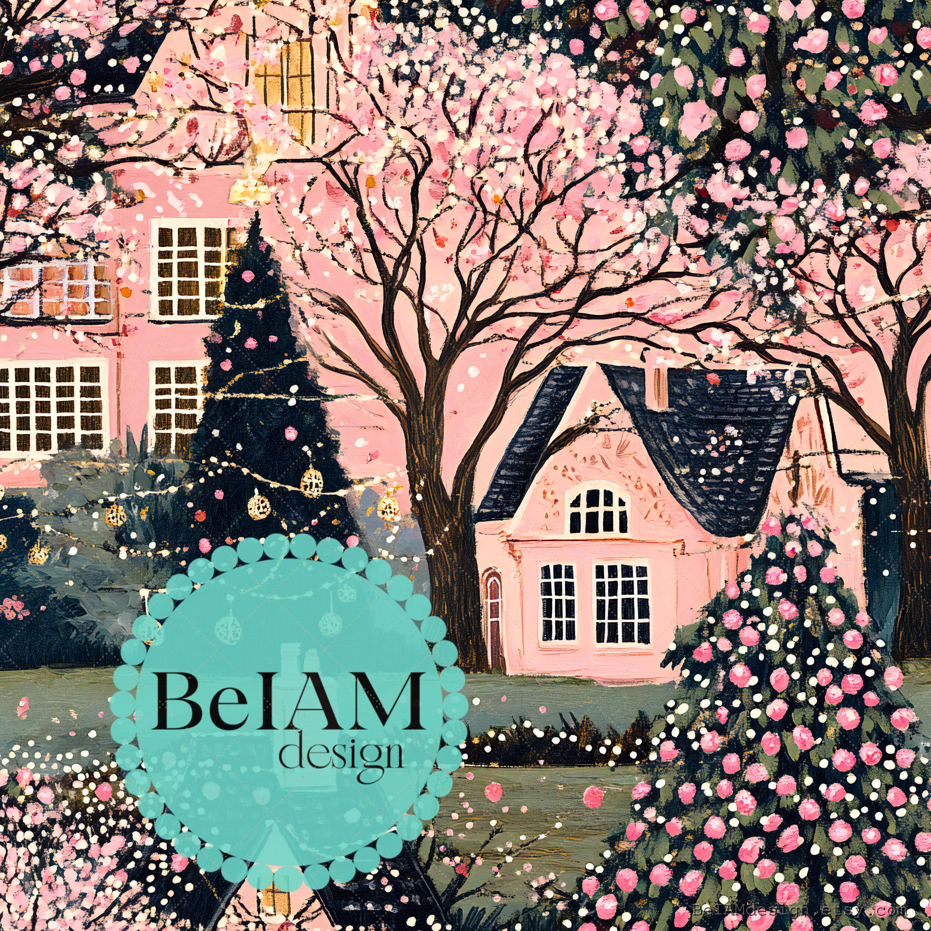Pink Vintage Winter Seamless Pattern Repeat File for Fabric Sublimation Xmas Digital Paper Craft Tumbler Design Wallpaper Background