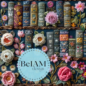 3D bloemen boekenplank naadloos patroon herhalend bestand voor stof sublimatie Download digitaal papier plakboek dagboek Surface Design Wallpaper