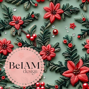 3D Weihnachten Floral nahtlose Muster-Wiederholungs-Datei für Stoff Sublimation Weihnachten Digital Paper Craft Tumbler Design Wallpaper