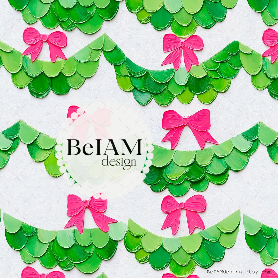Coquette Scallops Seamless Pattern: Pink Bow Fabric Print (digital File ...