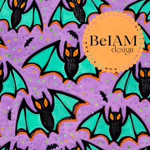 Teksturowany neonowy wzór Halloween bez szwu powtarzający się plik tkanina sublimacja pobierz nietoperze cyfrowy papier scrapbook powierzchnia projekt tapeta