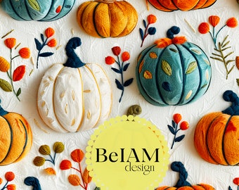 Floral Kürbis Muster: Herbst Stoff Sublimation (Digitaler Download)
