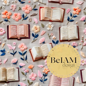 3D Boho Bookish Druck Nahtlose Muster-Wiederholungs-Datei für Stoff Sublimation Buch Liebhaber Digitales Papier Sammelalbum Tumbler Design Tapete