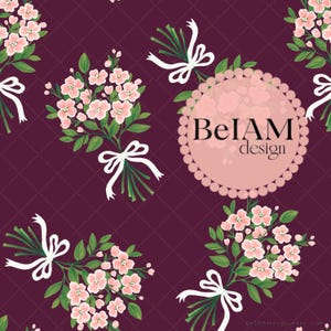 Bordeauxrode bloemboeketten naadloos patroon herhalend bestand voor stof sublimatie coquette bloemen digitaal papier ambachtelijke beker ontwerpbehang