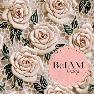 Fichier répétitif de motif 3D roses neutres en sourdine pour sublimation de tissu dentelle broderie numérique papier artisanat gobelet design papier peint